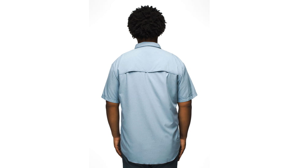 prAna Lost Sol Short Sleeve Shirt Slim Fit - Mens, Chambray Heather, XXL, 1972351-401-SL-XXL