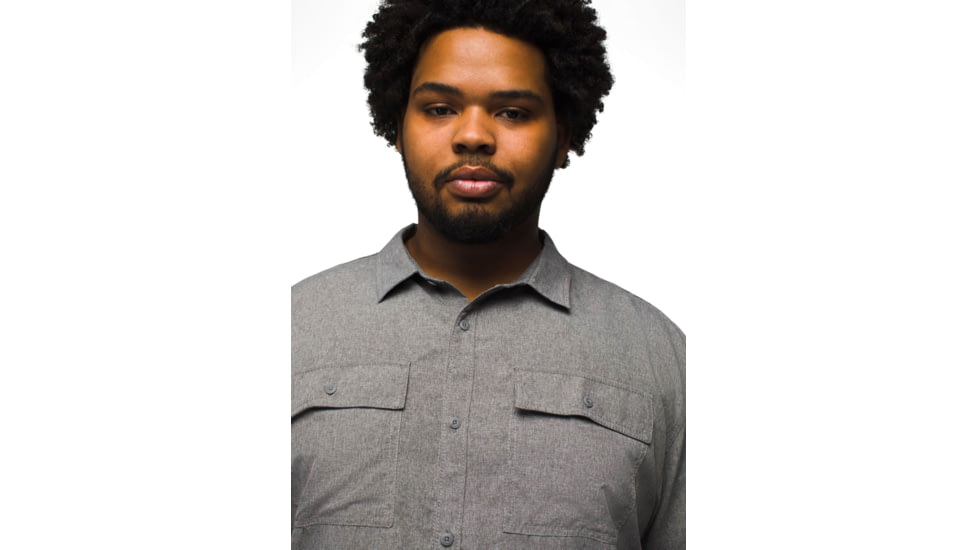 prAna Lost Sol Short Sleeve Shirt Slim Fit - Mens, Heather Grey, L, 1972351-020-SL-L