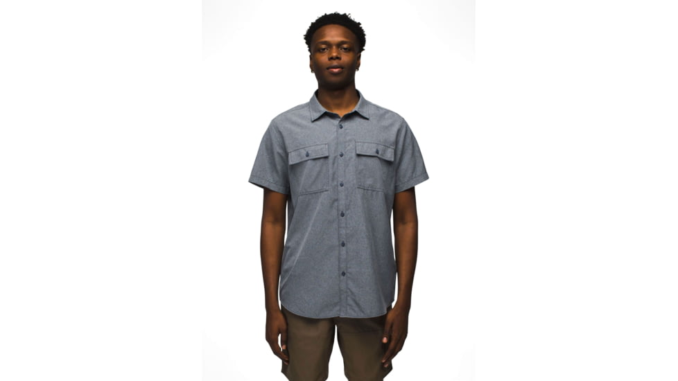 prAna Lost Sol Short Sleeve Shirts - Mens, Nautical Heather, Extra Large, 1972351-400-SL-XL