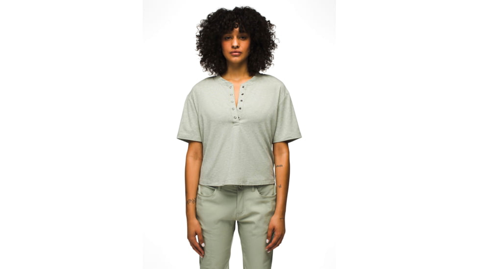 prAna Sol Searcher S/S Henley - Womens, Juniper Green, S, 2064501-300-S