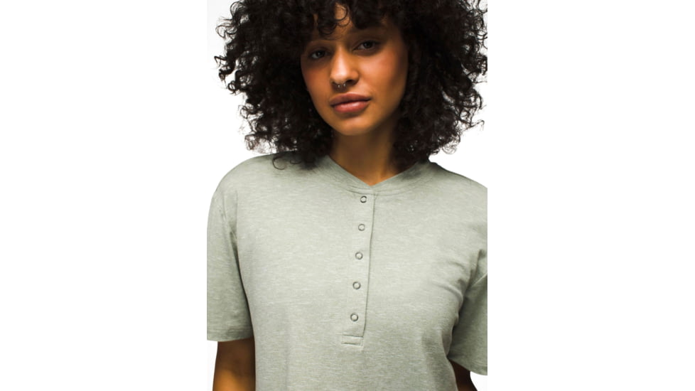 prAna Sol Searcher S/S Henley - Womens, Juniper Green, S, 2064501-300-S