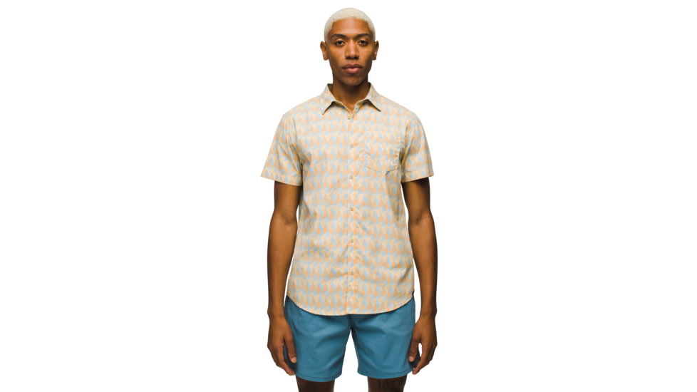 prAna Stimmersee Shirt Slim Fit - Mens, Aura Glow Retro Geo, L, 1970111-801-SL-L