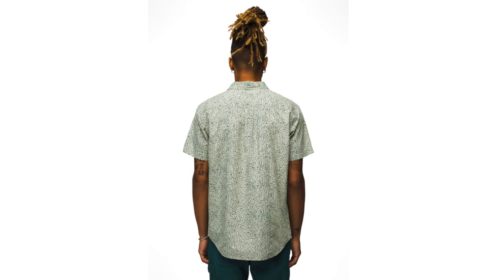 prAna Stimmersee Shirt Slim Fit - Mens, Juniper Green Sharkstooth, S, 1970111-300-SL-S