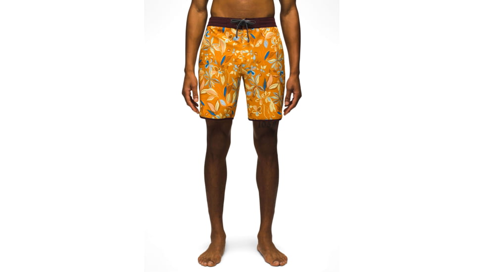 prAna Vintage Boardshort 8in Inseam - Mens, Ochre Star Floral, 32, 1972761-960-08-32
