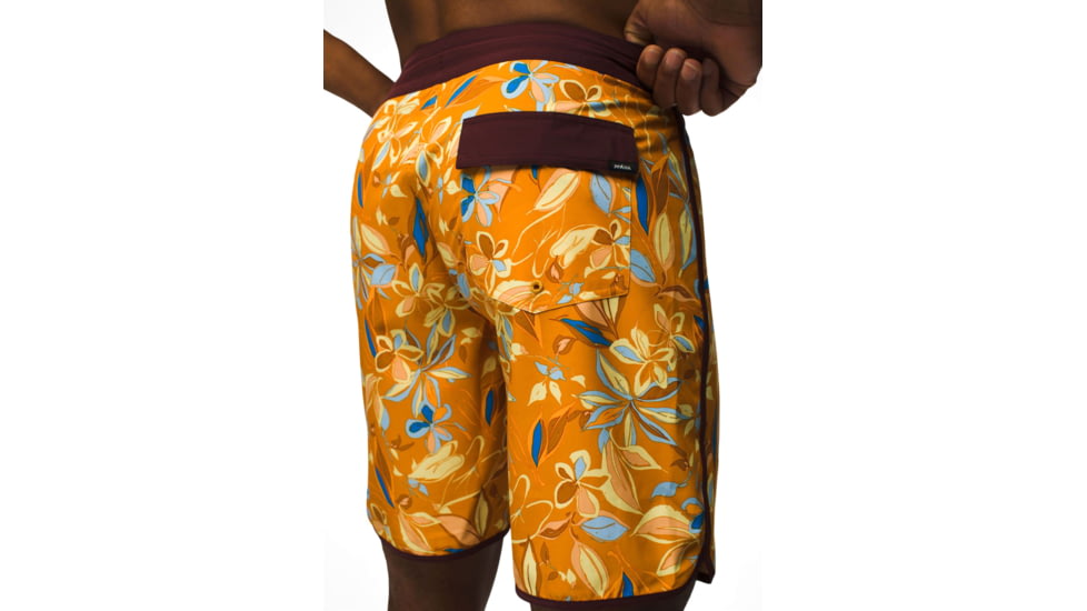 prAna Vintage Boardshort 8in Inseam - Mens, Ochre Star Floral, 32, 1972761-960-08-32