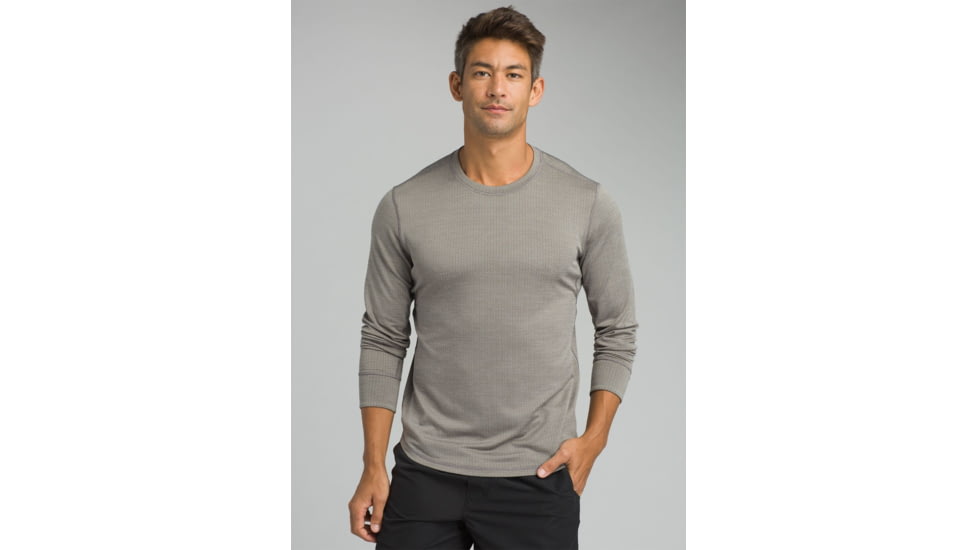 prAna Pratt Long Sleeve Crew - Mens, Gravel, Medium, M21181410-GRA-M