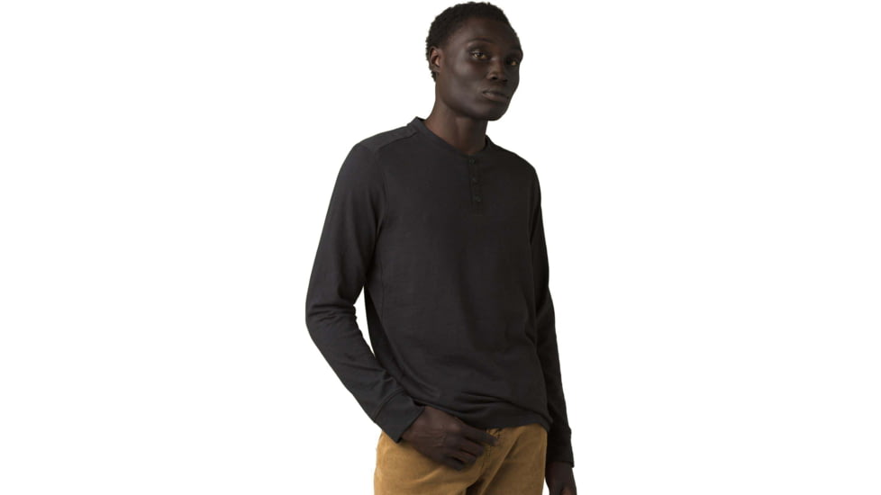 prAna Ronnie Henley Shirt, Black, XLarge, M23190583-BLK-XL