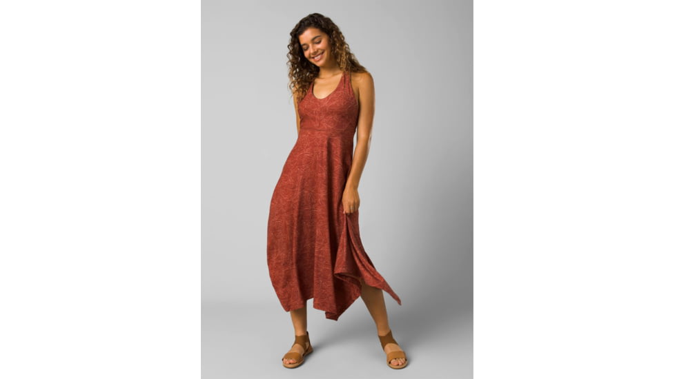 prAna Saxon Dress - Womens, Rust Floret, Medium, 1970651-602-M