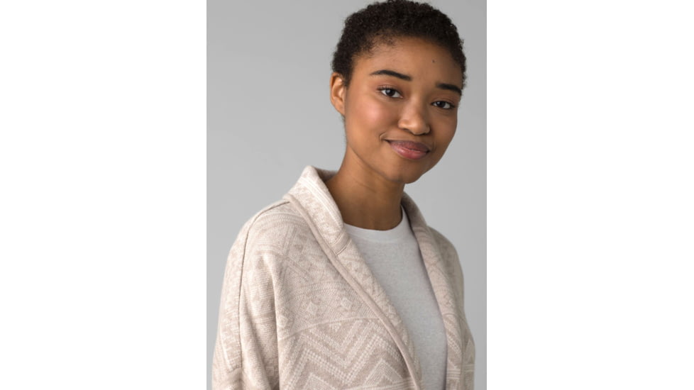 prAna Sevie Cardigan - Women's, Large, Pebble Grey Intarsia, 1967181-021-L