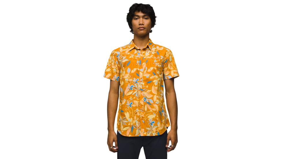prAna Stimmersee Shirt Slim Fit - Mens, Ochre Star Floral, XXL, 1970111-800-SL-XXL