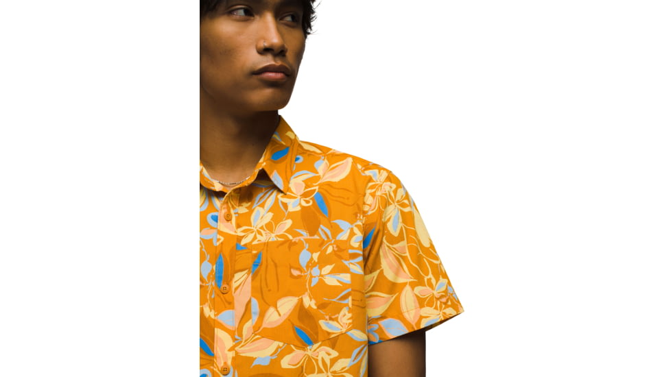 prAna Stimmersee Shirt Slim Fit - Mens, Ochre Star Floral, XXL, 1970111-800-SL-XXL