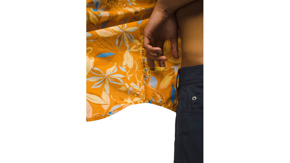 prAna Stimmersee Shirt Slim Fit - Mens, Ochre Star Floral, XXL, 1970111-800-SL-XXL