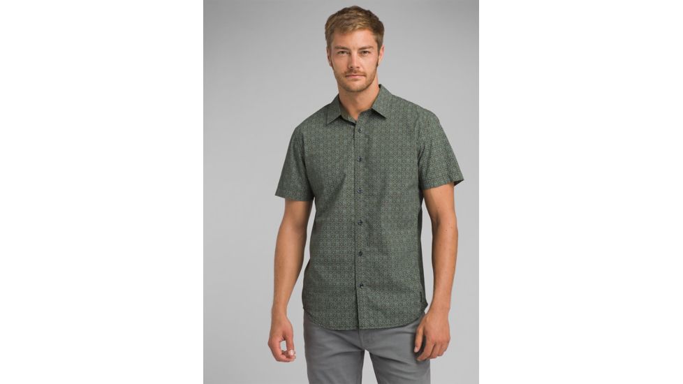 prAna Ulu Shirt - Mens, Nori Green Geo, Large, M11191480 -336-L