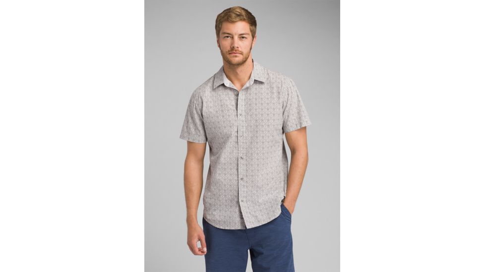 prAna Ulu Shirt - Mens, Silver Spray Geo, Large, M11191480 -052-L