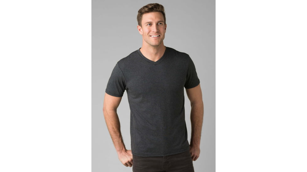 prAna V-Neck T-Shirt - Mens, Black Stripe, Medium, M1VNEK114-BKST-M