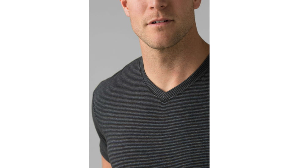 prAna V-Neck T-Shirt - Mens, Black Stripe, Medium, M1VNEK114-BKST-M