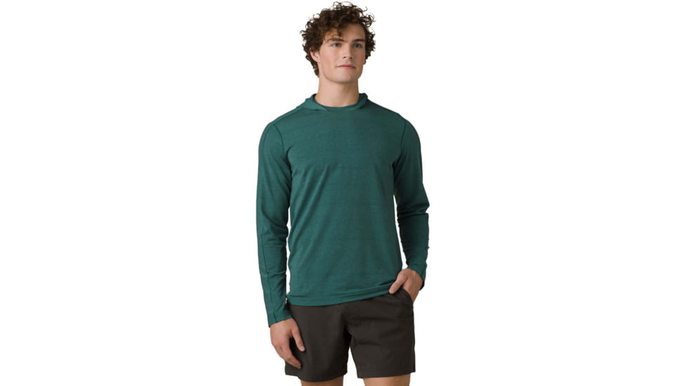 prAna Watchtower Long Sleeve Hoodie - Mens, Deep Pine, S, 1963831-300-ST-S