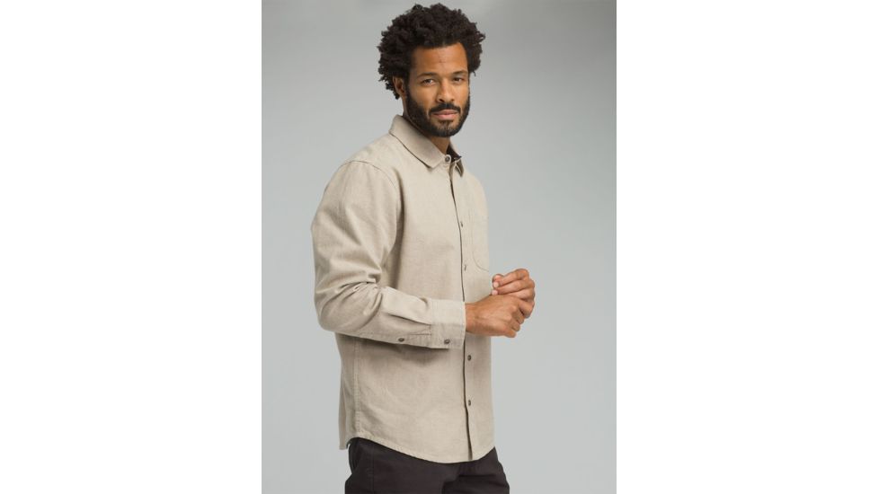 prAna Woodman Lightweight Long Sleeve Flannel Shirt - Mens, Dark Khaki, Small, M23170387-DKKH-S
