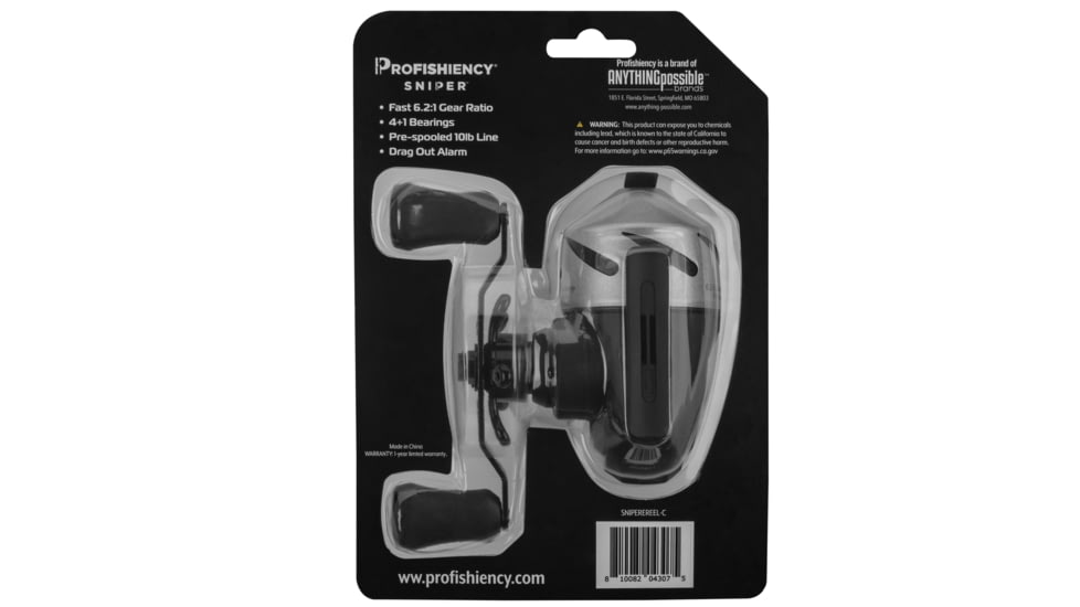 ProFISHiency Sniper Economy Spincast Reel, 6.2-1, 4+1, Black/Silver, SNIPEREREEL-C