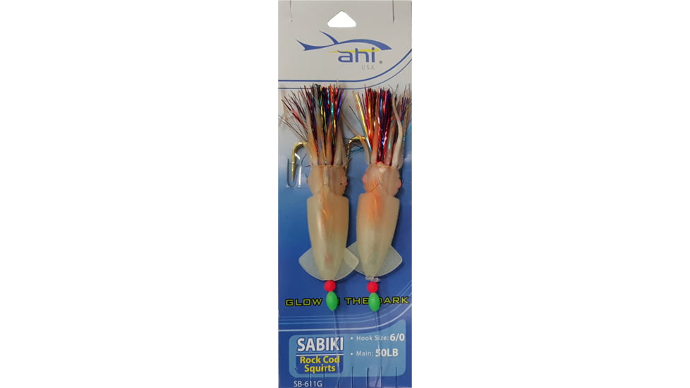 Promar 2 Hook inRockcod Squirtsin Rig - SZ 6/0 Hook, 50 Lb Mainline - Glow, SB-611G