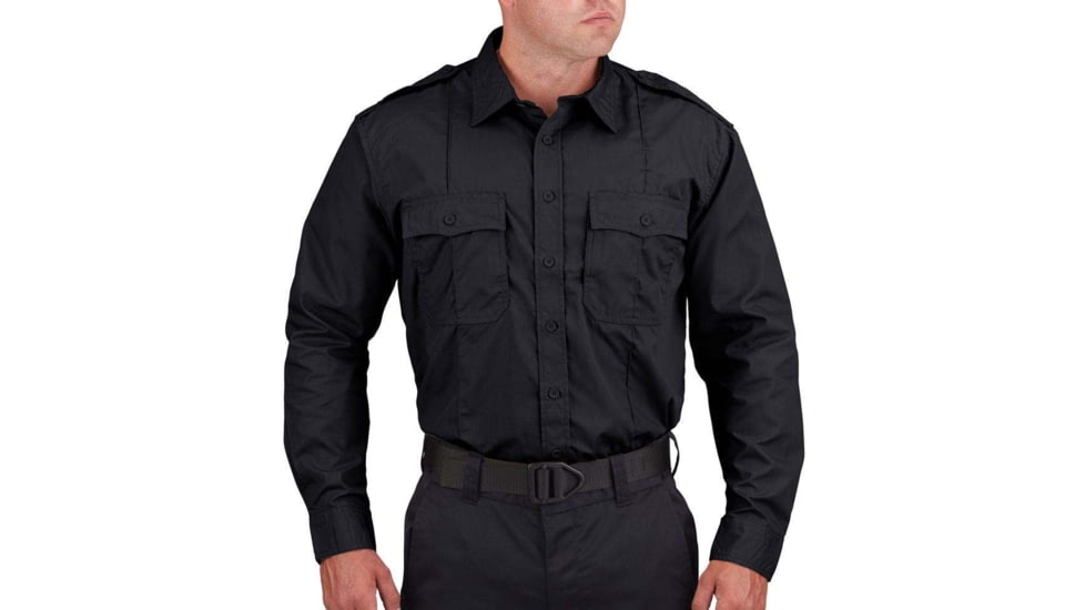 Propper Duty Ripstop Long Sleeve Shirt - Mens, Black, Medium, Large, F533850001M3