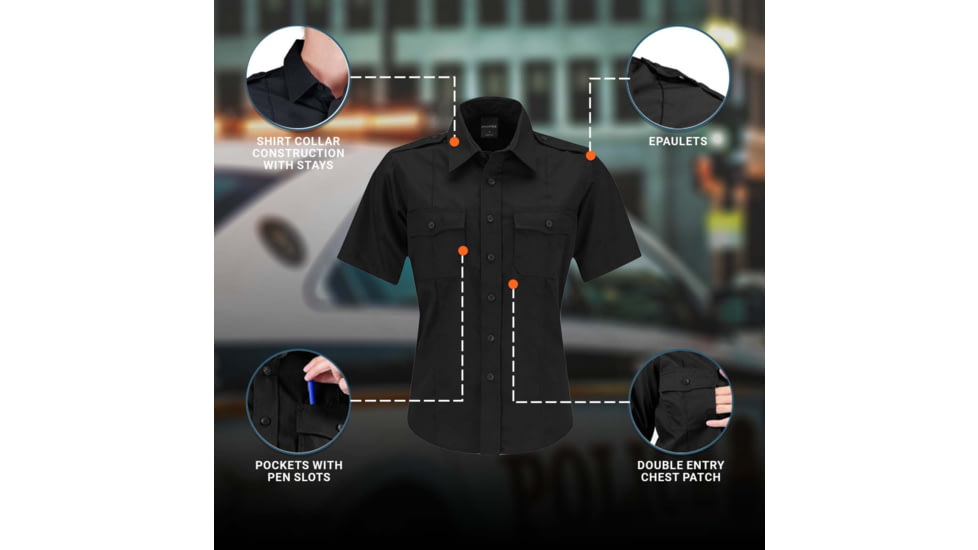 Propper Duty Ripstop Short Sleeve Shirt - Womens, Black, 4XL, F5337500014XL