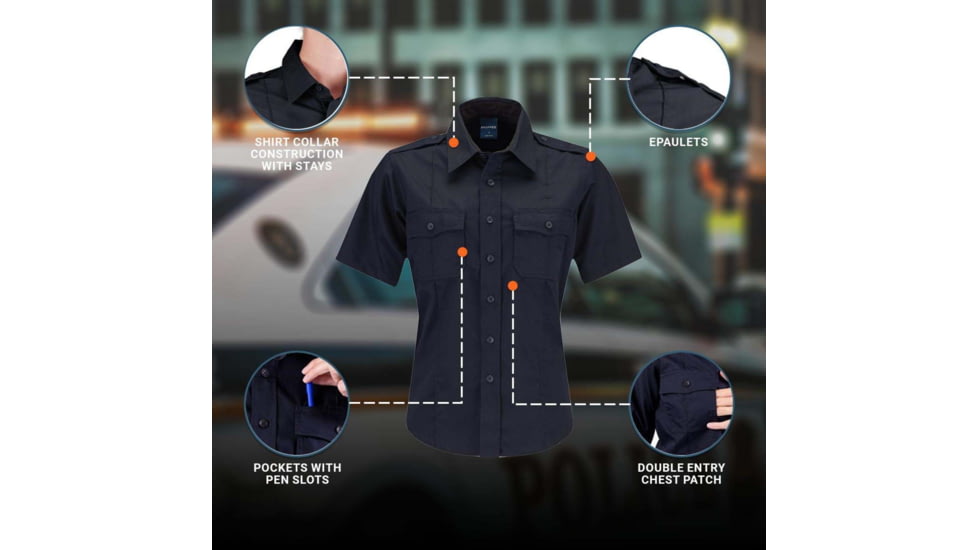 Propper Duty Ripstop Short Sleeve Shirt - Womens, Midnight Navy, M, F533750414M