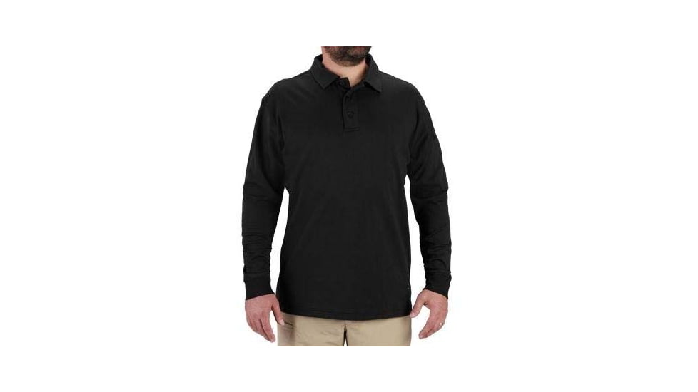 Propper Uniform Cotton Long Sleeve Polo - Mens, Black, XL, F58225N001XL