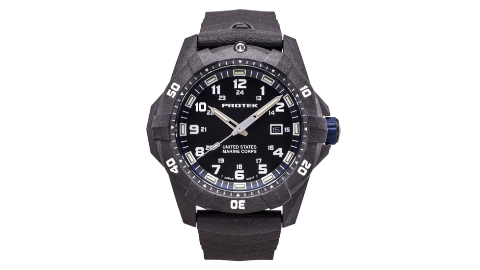 ProTek Carbon USMC Dive Watch, Carbon Case/Black&amp;Blue Dial/Black Strap, One Size, PT1013