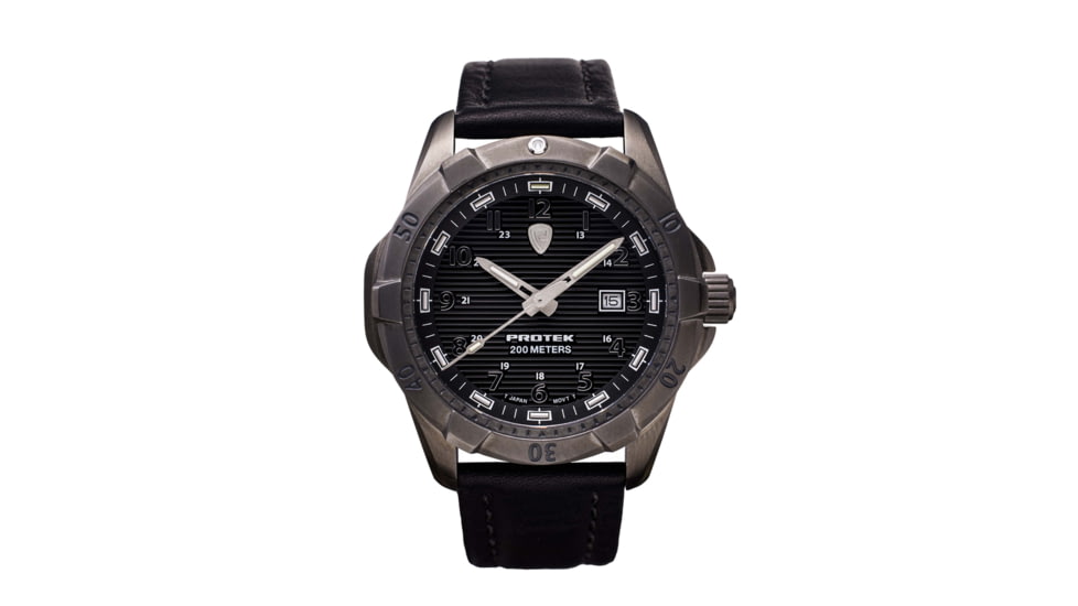 ProTek Steel Dive Watch, SSIP Gunmetal Gray Case/Black Dial/Black Strap, One Size, PT2002