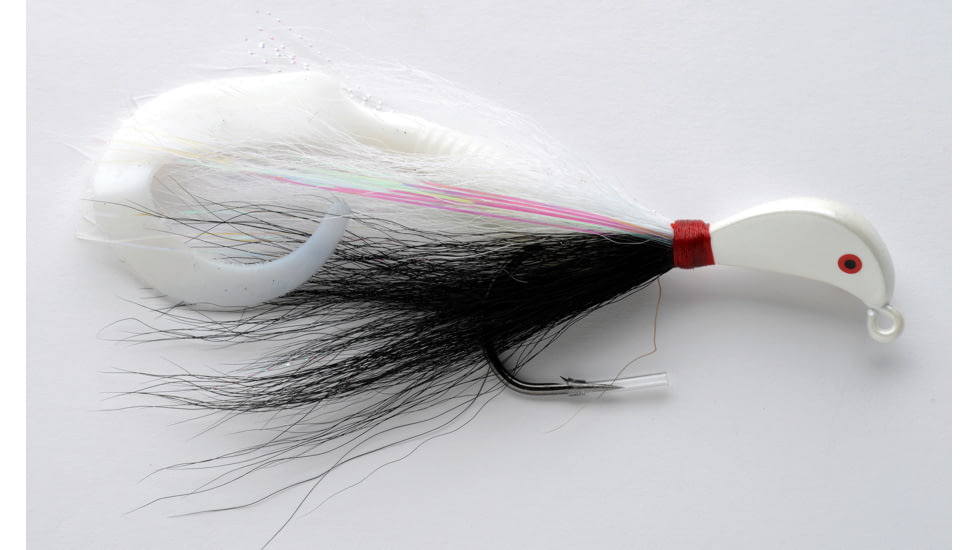 Pucci Bucktail Flash Striper Jig 1-1/2oz Wht Blk Wht, PFJ112-W/BK/W