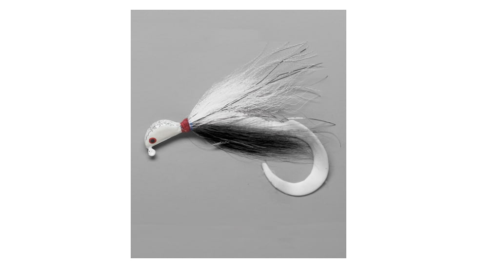 Pucci Bucktail Flash Striper Jig, 1/2 oz White/Black/White, PFJ12W/BK/W