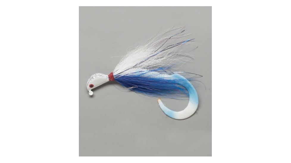 Pucci Bucktail Flash Striper Jig, 1/2 oz White/Blue/White, PFJ12W/BLU/W