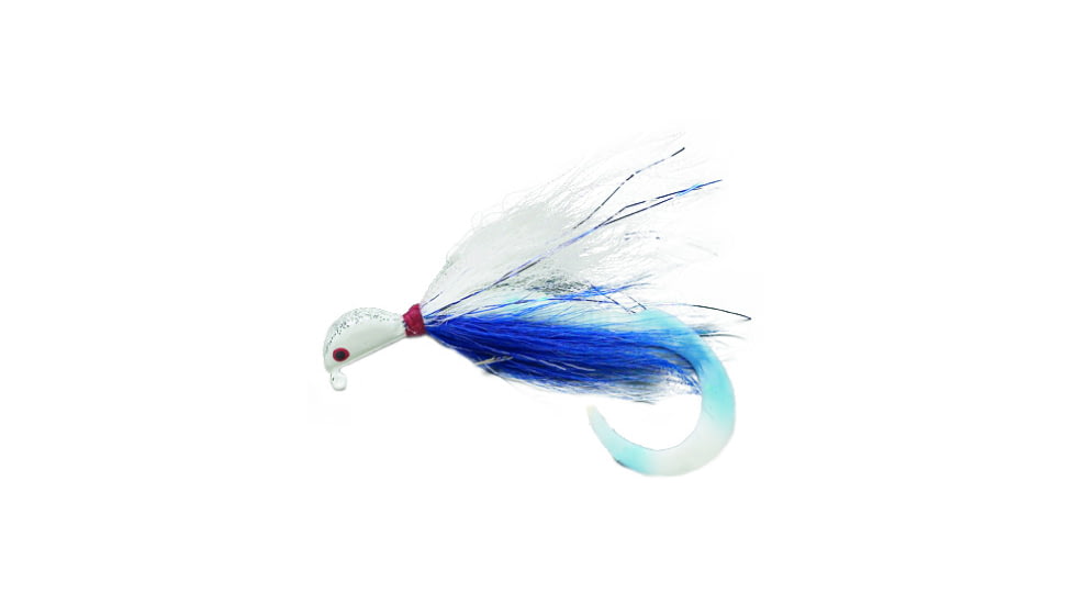Pucci Bucktail Flash Striper Jig, 2 oz, White/Blue/White, PFJ200-W/BLU/W