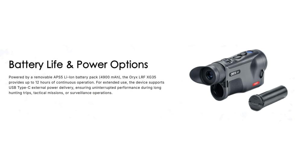 Pulsar Oryx LRF XG35 Thermal Monocular, 2.5-20xF35mm/1.0 30mm Tube, 50 Hz, 640x480, Black, PL77504