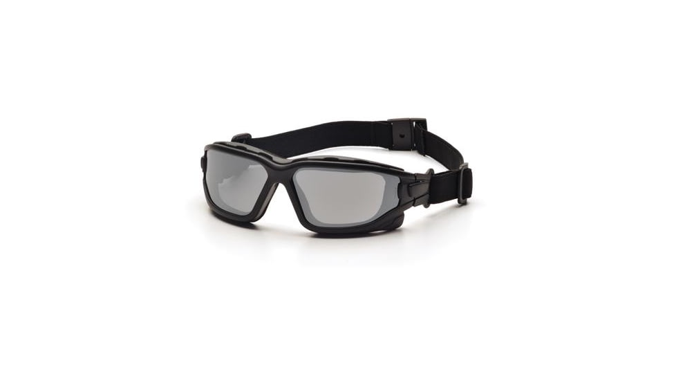 Pyramex I-Force Safety Glasses,Black Strap-Temples/Silver Mirror Anti-Fog Lens SB7070SDNT