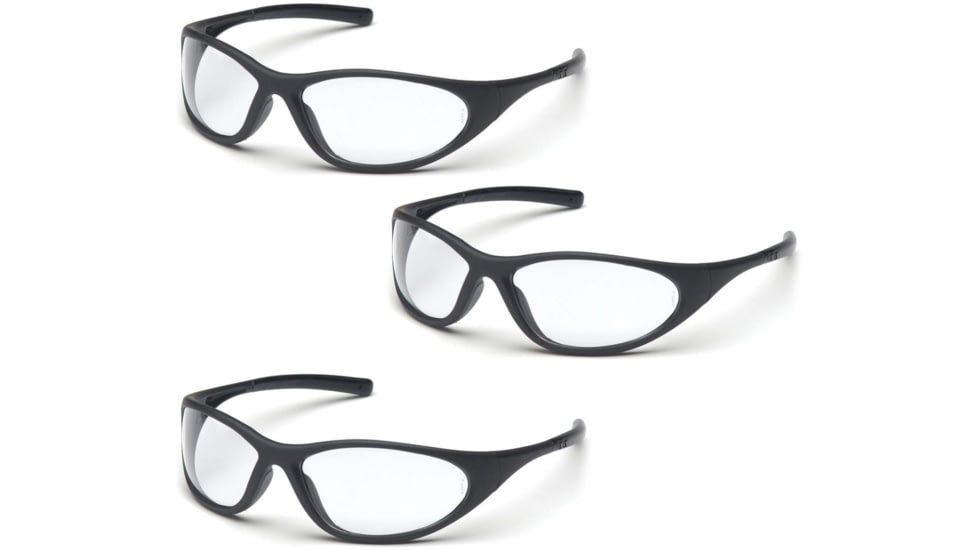 Pyramex Zone II Safety Eyewear - Clear Lens, Matte Black Frame, Pack of 3
