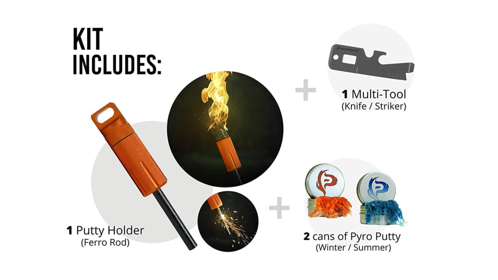 Pyro Putty Mega Ferro Rod, Orange, Small, PPMFRO