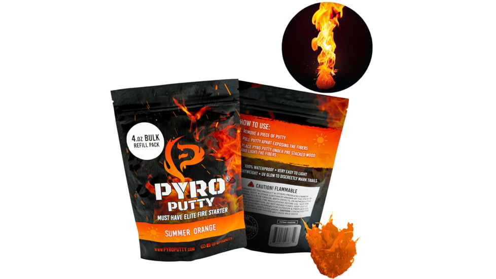 Pyro Putty Summer Blend Refillable Firestarter Bag, Orange, 4oz, PP4OZS