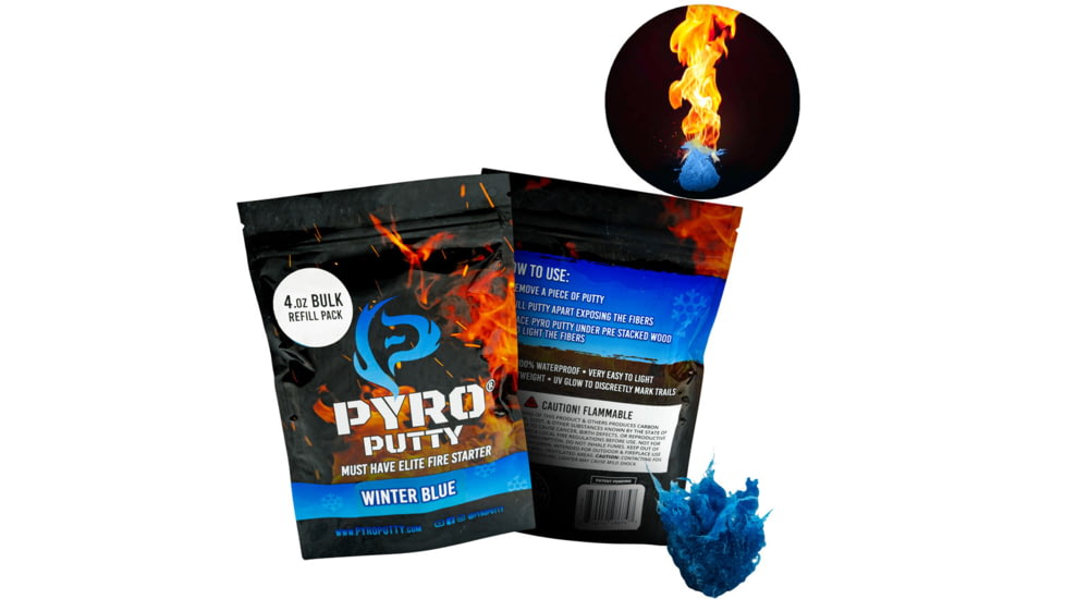 Pyro Putty Winter Blend Refillable Firestarter Bag, Blue, 4oz, PP4OZW