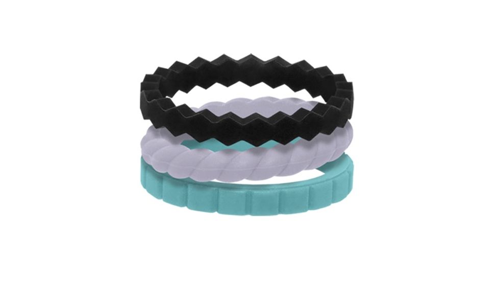 QALO Womens Stackable Collection Silicone Ring / Set C, Mixed Colors