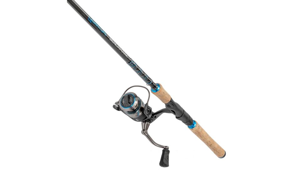 Quantum Benchmark Spinning Reel and Rod Combo, 7ft, 1-PC, Light, Fast Rod, Graphite Composite Blank, SZ 2500 Reel, 5+1 Bearings, 6.2-1 Ratio, Silver/Blue, BK2500701L612.P2