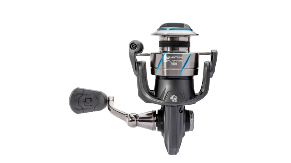 Quantum Benchmark Spinning Reel and Rod Combo, 7ft, 1-PC, Medium-Light, Fast Rod, Graphite Composite Blank, SZ 3000 Reel, 5+1 Bearings, 6.2-1 Ratio, Silver/Blue, BK3000701ML815.P2