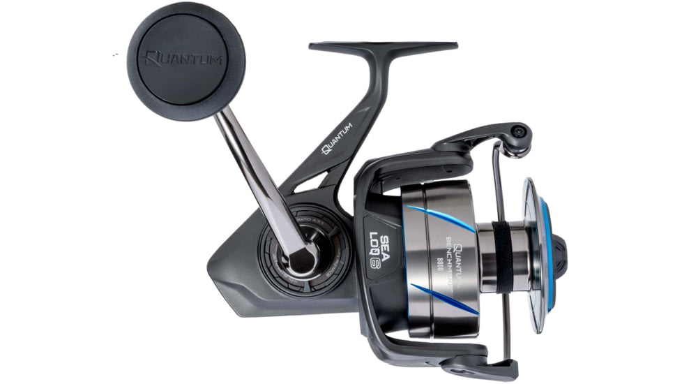 Quantum Benchmark Spinning Reel, SZ 2500 Reel, 5+1 Bearings, 6.2-1 Ratio, Aluminum Frame, SEALOQ 6 Protection, GEARTEQ Machined Gears, CFX200 Carbon Fiber Xtreme Drag, Silver/Blue, BK2500.B2
