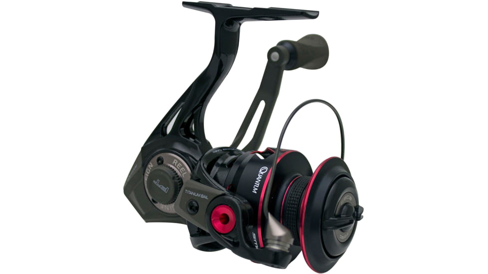 Quantum Smoke Spinning Reel, SZ 25 Reel, Changeable Righ/Left Retrieve, Continuous Anti-Reverse Clutch w/ NiTi Indestructible Bail, SCR Alloy Frame, 6.0-1 Ratio, Black, SM25XPT.BX2