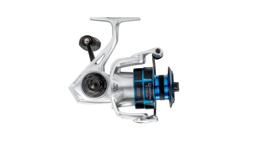 Quantum Strive Spinning Reel and Rod Combo, 7ft, 1-PC, Medium-Light, Fast Rod, Graphite Composite Blank, SZ 3000 Reel, 4+1 Bearings, 6.2-1 Ratio, Silver/Blue, SV3000701ML815.P2