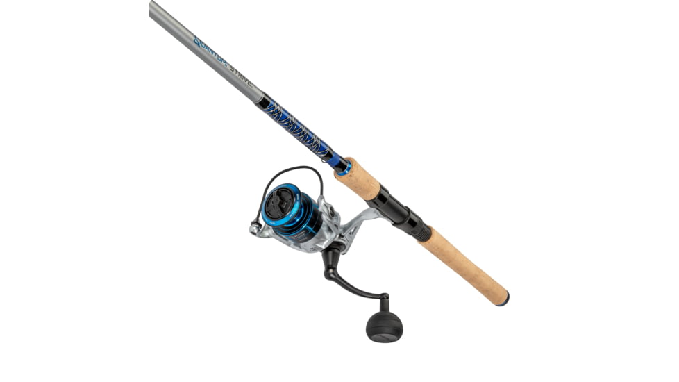 Quantum Strive Spinning Reel and Rod Combo, 7ft, 1-PC, Medium, Fast Rod, Graphite Composite Blank, SZ 4000 Reel, 4+1 Bearings, 6.2-1 Ratio, Silver/Blue, SV4000701M1017.P2
