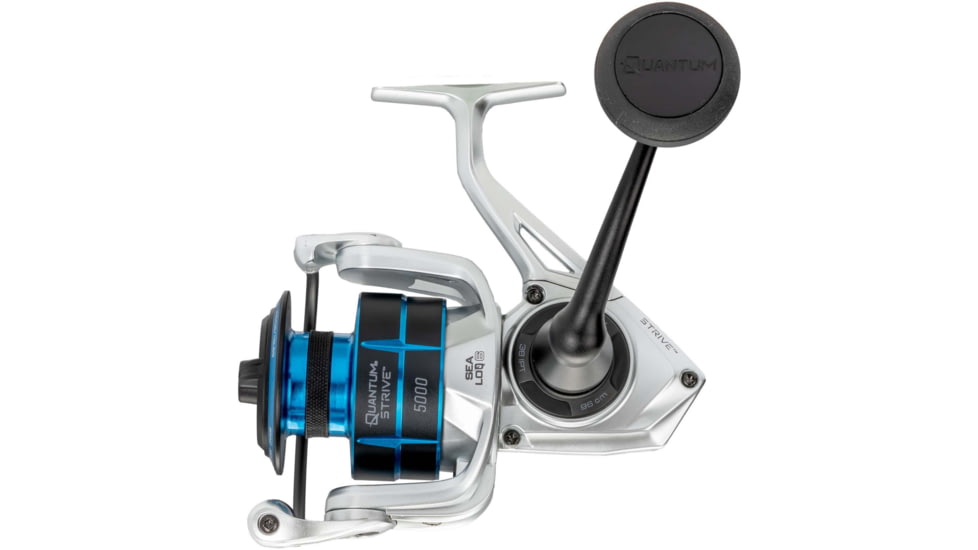 Quantum Strive Spinning Reel, SZ 4000 Reel, 4+1 Bearings, 6.2-1 Ratio, Rigid Aluminum Frame, Graphite Rotor, Sealed Design, CFX200 Carbon Fiber Xtreme Drag, Silver/Blue, SV4000.B2
