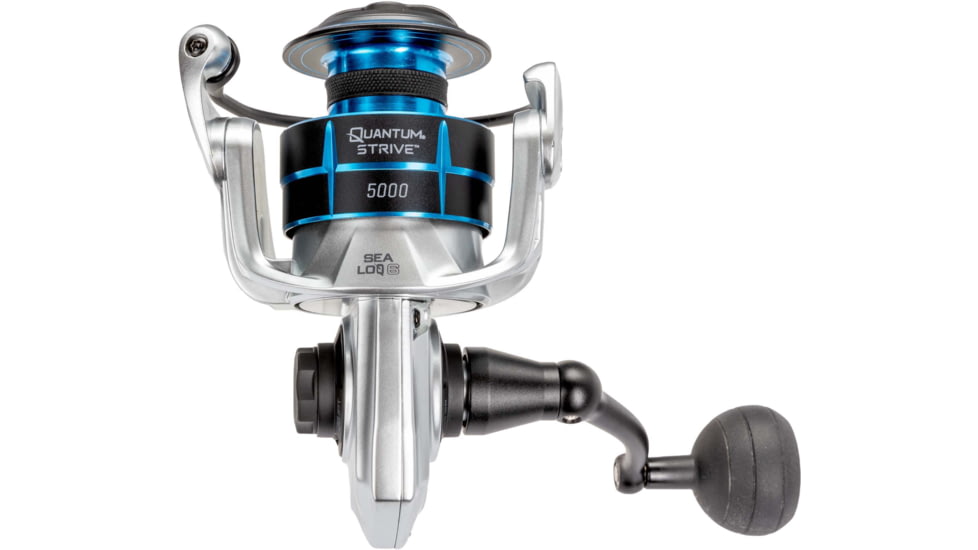 Quantum Strive Spinning Reel, SZ 4000 Reel, 4+1 Bearings, 6.2-1 Ratio, Rigid Aluminum Frame, Graphite Rotor, Sealed Design, CFX200 Carbon Fiber Xtreme Drag, Silver/Blue, SV4000.B2
