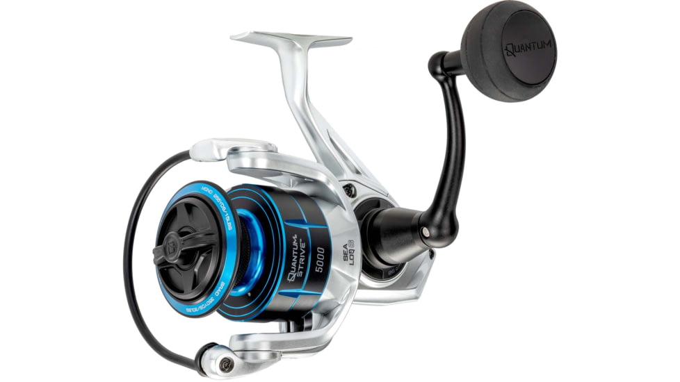 Quantum Strive Spinning Reel, SZ 4000 Reel, 4+1 Bearings, 6.2-1 Ratio, Rigid Aluminum Frame, Graphite Rotor, Sealed Design, CFX200 Carbon Fiber Xtreme Drag, Silver/Blue, SV4000.B2